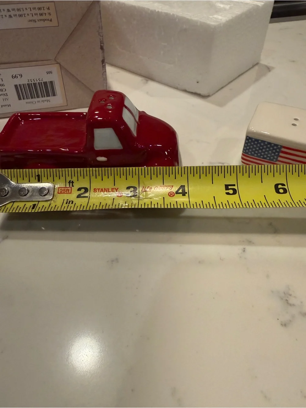 Cracker Barrel Red Pickup Truck American Flag Salt & Pepper Shakers Boxed NEW